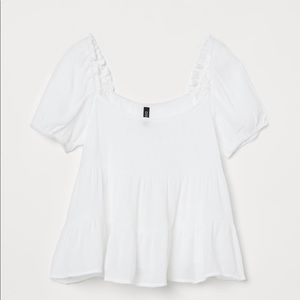H&M White Puff Sleeve Top
